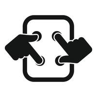 Flat design icon depicting a twofinger pinch or zoom gesture, commonly used for touchscreen devices vector