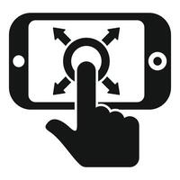 illustration of a hand interacting with a touchscreen interface on a smartphone vector