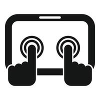A graphic icon representing a user interacting with a touchscreen interface vector