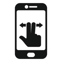 Black and white icon illustrating a swipe gesture on a mobile phone screen vector