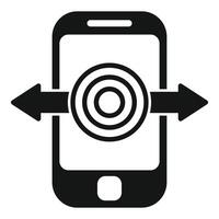 móvil teléfono con objetivo icono y flechas vector