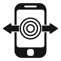 Mobile phone with target icon and arrows vector