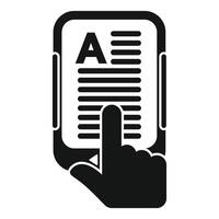 Ereader icon with hand gesture vector