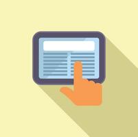 Hand selecting digital tablet flat icon vector