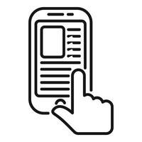 Hand interacting with mobile app interface icon vector