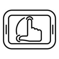 Linear icon of a finger touching a mobile screen, indicating tap gesture vector