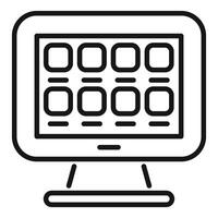 Modern line art illustration of computer monitor vector