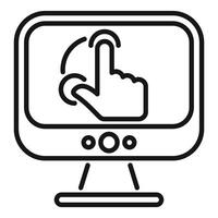 Interactive touch screen monitor line icon vector