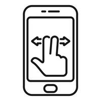 Line art icon illustration of a hand gesture using a touchscreen mobile phone vector