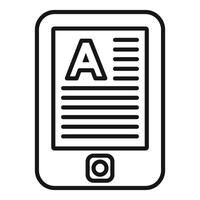 Black and white line art of an ereader device for logos, ui, and educational materials vector