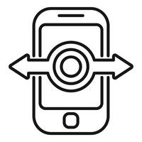 Modern black and white illustration of a mobile phone configuration icon with wrench. Arrows vector