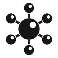 Simple black and white graphic of a central node connected to surrounding nodes, symbolizing network or connectivity vector