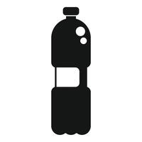 negro silueta de un el plastico agua botella con gorra, aislado en blanco vector