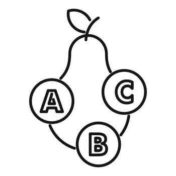 Alphabetical pear design with letters a, b, c vector