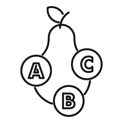 Alphabetical pear design with letters a, b, c