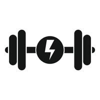 Black silhouette of a dumbbell with lightning bolt symbol promoting fitness and power vector