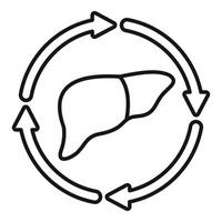 Simple line icon representing the process of liver regeneration and repair vector