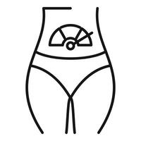 Simple line icon featuring a waistline with scales symbolizing weight management vector
