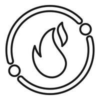 Minimalistic flame icon within circular outline vector