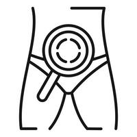 Magnifying glass exploring knee joint line art vector