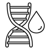 Dna helix with blood drop line icon vector