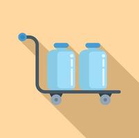 Flat design icon of water bottles on trolley vector