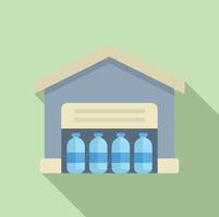 Flat design icon of a water bottling plant vector