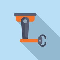 Flat design icon of a security camera on a blue background with shadow effect vector
