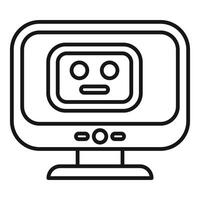 Cartoon computer monitor with face expression line icon vector