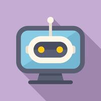 Cute cartoon robot on computer screen vector
