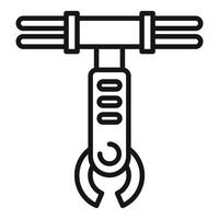 Black and white illustration of a crane hook used for heavy lifting in construction and industry vector