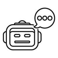 Cartoon robot with speech bubble line icon vector