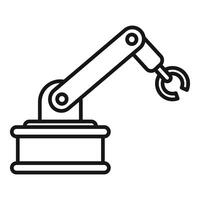 Line art illustration of a robotic arm, symbolizing automation and manufacturing technology vector