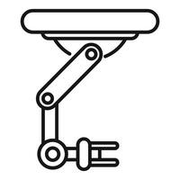 Black and white illustration of a robotic arm used in manufacturing and automation vector