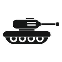 Black silhouette of a military tank icon on a white background, depicting armored warfare vector