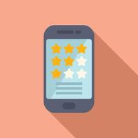 Flat design of a smartphone displaying a fivestar rating system, on a warm background vector