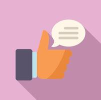 Thumbs up icon with speech bubble on pink background vector