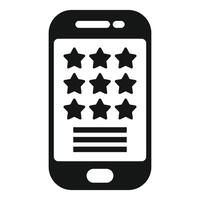Mobile phone with star ratings display icon vector