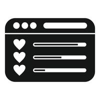 Minimalist black and white dating app interface icon vector