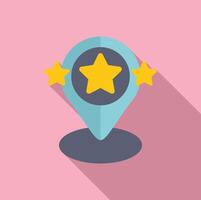 Flat design location pin with stars on pink background vector