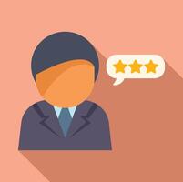 Flat design icon representing customer service quality with a threestar rating vector