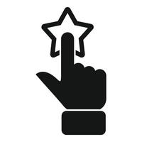 illustration of a hand pointing to a star, symbolizing choice, preference or quality rating vector