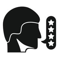 icon representing a customer profile with a fivestar satisfaction rating to the side vector