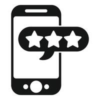 Mobile rating icon with three stars on speech bubble vector