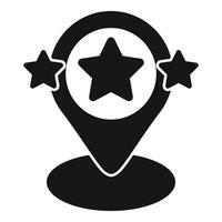 Black and white starrated location pin icon vector