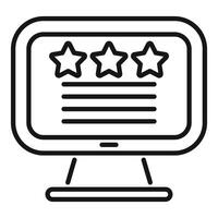 Threestar rating display on computer screen icon vector