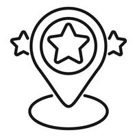 Outline illustration of a location pin with stars, representing a favorite place or a point of interest vector