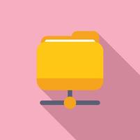 Yellow folder network icon on pink background vector