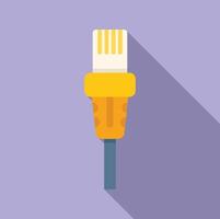 Flat design illustration of an ethernet cable connector with shadow on a purple background vector