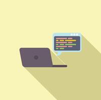 Flat design illustration of laptop with coding interface vector